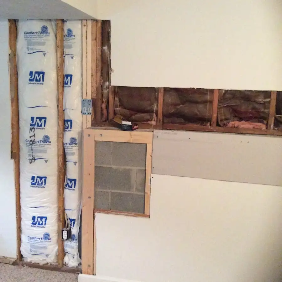 Wall insulation replacement during Basement Flood Cleanup in Shaler